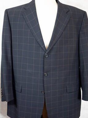 GORGEOUS Hugo Boss Black With Gold Windowpane Wool Sport Coat 50R